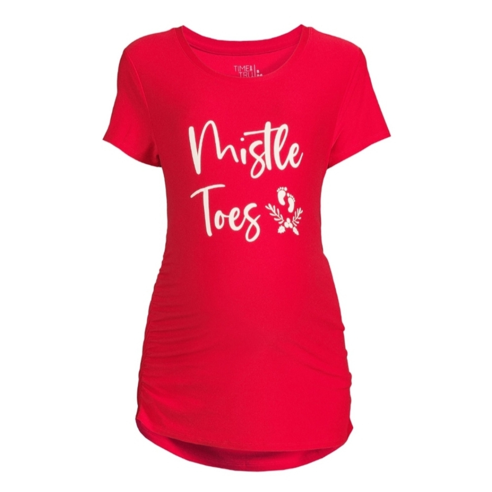 - Time and Tru Women's Maternity Mistle Toes Graphic Tee